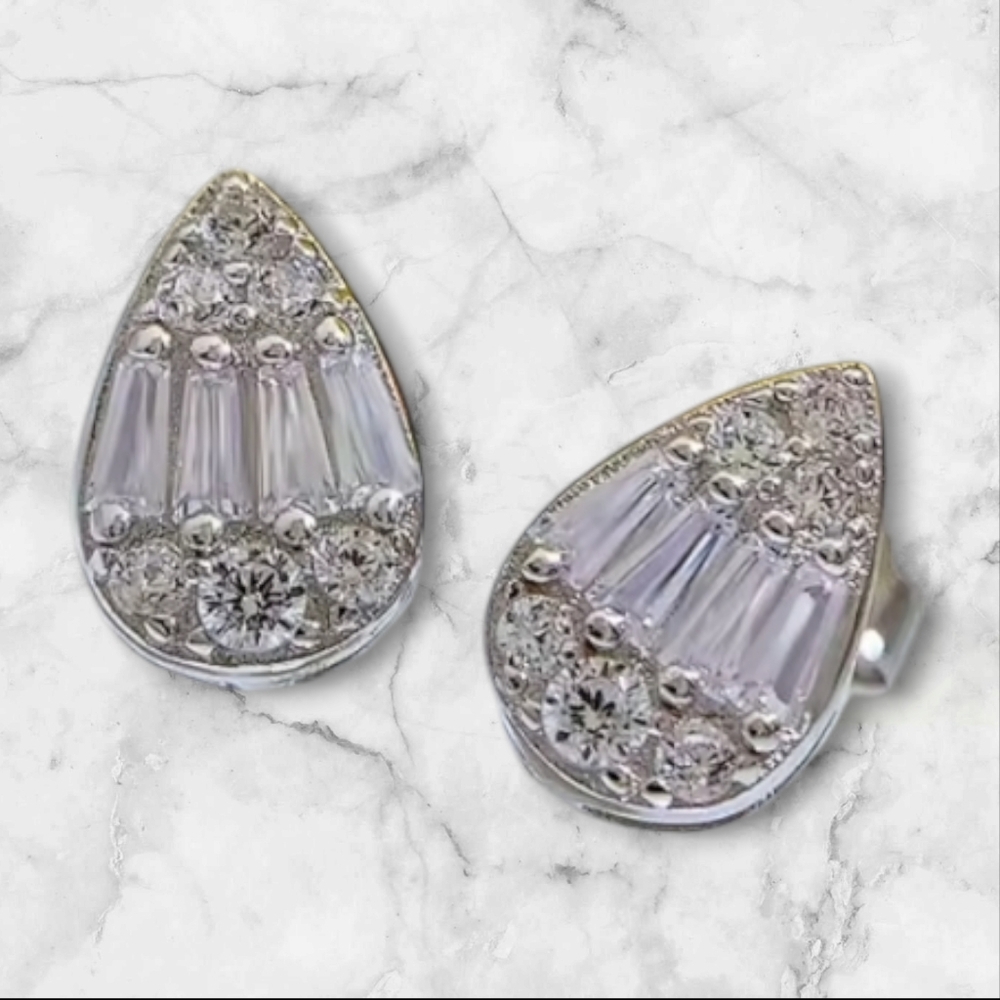 Dainty Water Drop CZ Earrings - Picture 2 of 7
